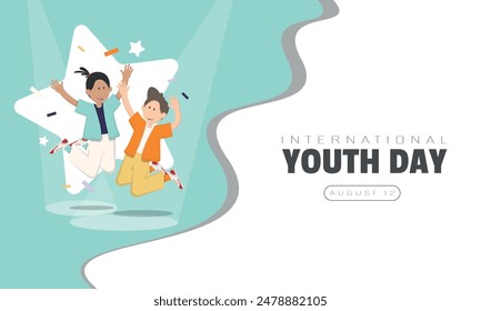International Youth Day poster with two young men were partying