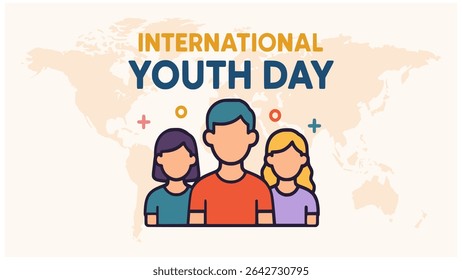 international youth day sibling friend poster banner flat color vector illustration template design