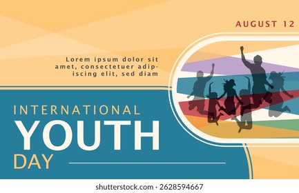 International Youth Day Template. Joyful youth day. Copy space area