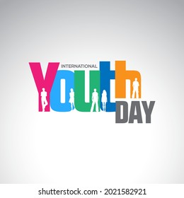 International  Youth Day typography inside some young people standing.  - Shutterstock ID 2021582921