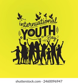 International youth day with typography t shirt Design.