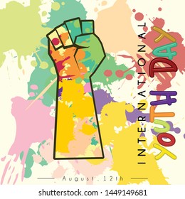 International Youth Day Vector Design with colorful hand, colorful "Youth Day" text, and colorful background