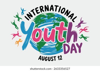 international youth day vibrant typography vector