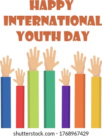 International Youth day,12 August, Hand Drawn Sketch Vector illustration.