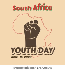 
International Youth day,juni 16 , vector hand clenched vector ilustration
concept vector vintage youth day south africa with map 
