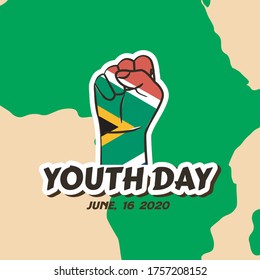 
International Youth day,juni 16 , vector hand clenched vector ilustration
concept vector vintage youth day south africa with map 
