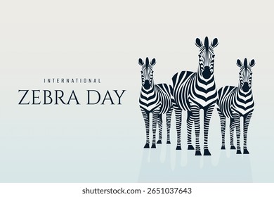 International Zebra Day Minimalistic Poster Design Vector Illustration