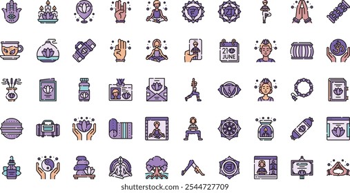 Internationalday of yoga icons High-Quality Vector Icons Collection with Editable Stroke. Ideal for Professional and Creative Projects.