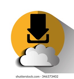 Interner download round icon design, vector illustration graphic