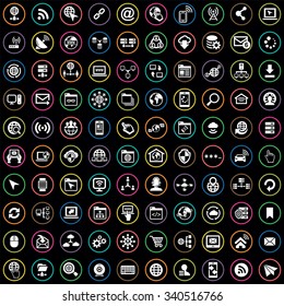 internet 100 icons universal set for web and mobile
