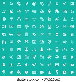 Internet 100 iconos conjunto universal para web y móvil