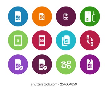 Internet 3G and 4G, lte SIM card circle icons on white background. Vector illustration.