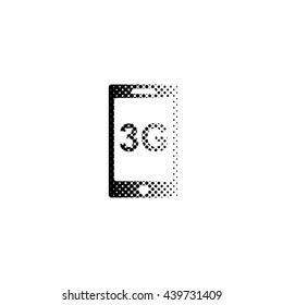internet 3g - black vector icon;  halftone illustration