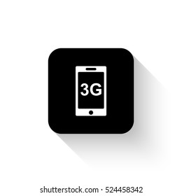 internet 3g - white vector  icon with shadow