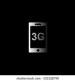 internet 3g - white vector icon;  halftone illustration