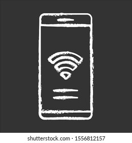 Internet access chalk icon. Wifi zone. Web connection. Smartphone router application. Get online. Free wifi. Isolated vector chalkboard illustration