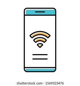 Internet access color icon. Wifi zone. Web connection. Smartphone router application. Get online. Free wifi. Isolated vector illustration