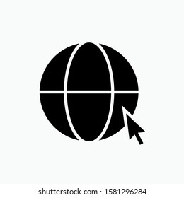 
Internet Access Icon. Globe & Cursor Vector, Sign and Symbol for Design, Presentation, Website or Apps Elements.