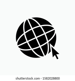 Internet Access Icon. Globe & Cursor Vector, Sign and Symbol for Design, Presentation, Website or Apps Elements.