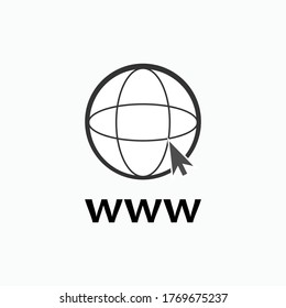 Internet Access Icon. Globe and Cursor Symbol - Vector.