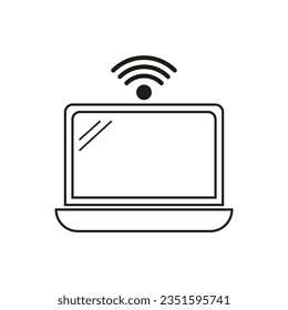 Internet access. Laptop icon with wifi signal. Vector illustration. EPS 10.