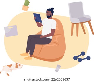 Internet access for leisure time flat concept vector illustration. Flash message with flat 2D character on cartoon isolated background. Colorful editable image for mobile, website UX design