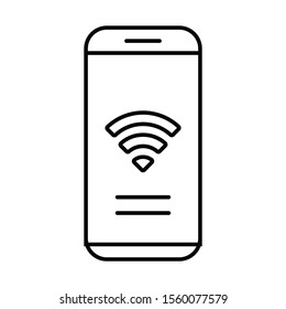 Internet access linear icon. Wifi zone. Web connection. Smartphone router application. Get online. Free wifi. Thin line illustration. Contour symbol. Vector isolated outline drawing. Editable stroke