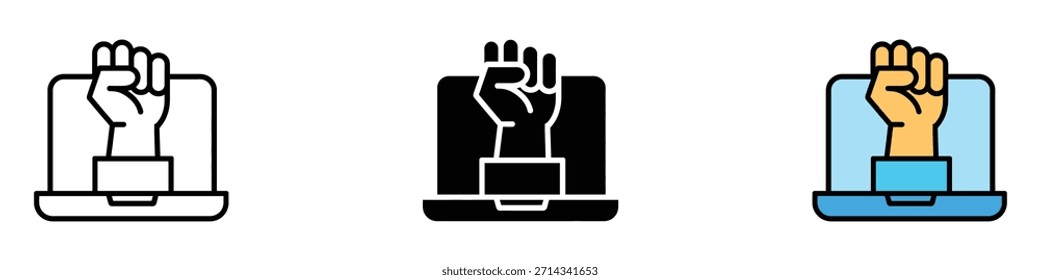 Vetor de ícone de ativismo na Internet. ativismo digital e símbolo de protesto online. ilustração vetorial.