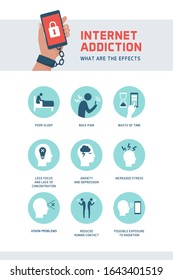 Internet Addiction Digital Detox Infographic Symptoms Stock Vector ...