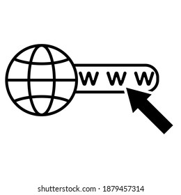 Internet address icon. Modern flat globe sign. Trendy www vector network symbol for website designs, buttons for mobile apps. Online logo, internet illustration