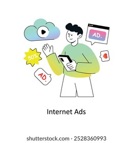 Internet Ads Gradient Flat Style Design Vector illustration. Stock illustration
