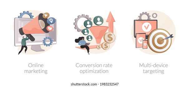 Ilustraciones abstractas del vector de concepto de publicidad en Internet.