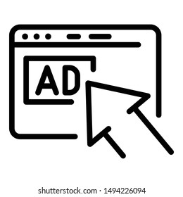 Internet advertising icon. Outline internet advertising vector icon for web design isolated on white background