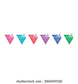 internet, annual report, magazine, web information template. six steps infographic template. triangle and statistics informational template