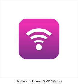 Internet application icon for mobile phone. Wifi logo with purple gradient. Internet connection logo.