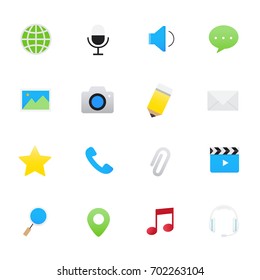 Internet Application and Social Media Icons. Set of Internet and Website Vector Illustration Color Icons Flat Style.