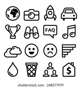 Internet, application, tchnology stroke line icons set