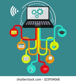 Internet applications and connectivity with icons vector concept