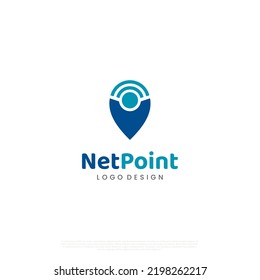 internet area, wifi point, wi-fi area logo. wi-fi icon combine with pointer logo concept