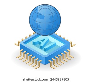 Internet artificial intelligence world flat isometric 3d illustration