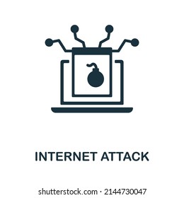 Internet Attack flat icon. Colored element sign from internet security collection. Flat Internet Attack icon sign for web design, infographics and more.