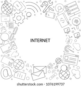 Internet background from line icon. Linear vector pattern