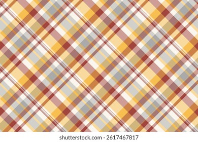 Internet background texture fabric, tough textile tartan seamless. Bag plaid pattern vector check in amber and light colors palette.