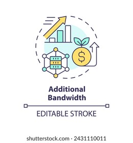 Icono de concepto de ancho de banda de Internet multicolor. Administración del sistema, mejora del proceso. Supervisión del rendimiento. Ilustración de línea de forma redonda. Idea abstracta. Diseño gráfico. Fácil de usar