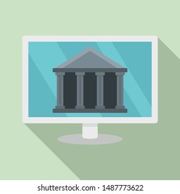 Internet bank building icon. Flat illustration of internet bank building vector icon for web design