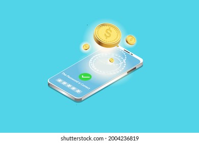 aplicación de banca por internet pagos móviles con alta seguridad de pago tecnología de transacciones de efectivo inalámbricas y almacenamiento de cartera con aplicaciones de pago electrónico y vectores.
