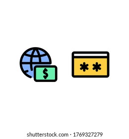 icono de banca por Internet y seguridad de tarjetas, icono de tecnología financiera. perfecto para logotipo, sitio web, aplicación y presentación. estilo de línea relleno de diseño de iconos