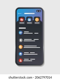 Internet Banking Farbe flach Element auf grauem Hintergrund. Online-Zahlungen in Smartphone. Melden Sie sich für die Webseite, App. UI UX GUI Design Element. 