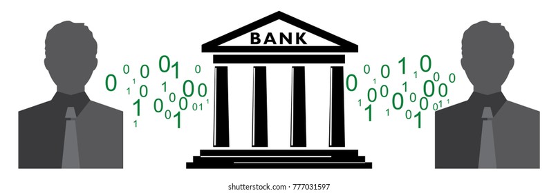 Internet banking concept illustration. Clients make transactions using digital technologies, financial operations. Bank silhouette abstract icon isolated on white background