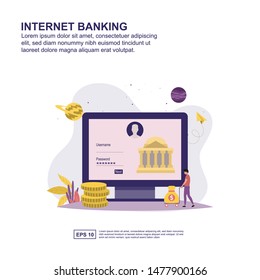 Internet banking concept vector illustration flat design for presentation, social media promotion, banner, and more
